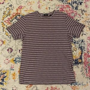 Theory Brown and White Striped Tee